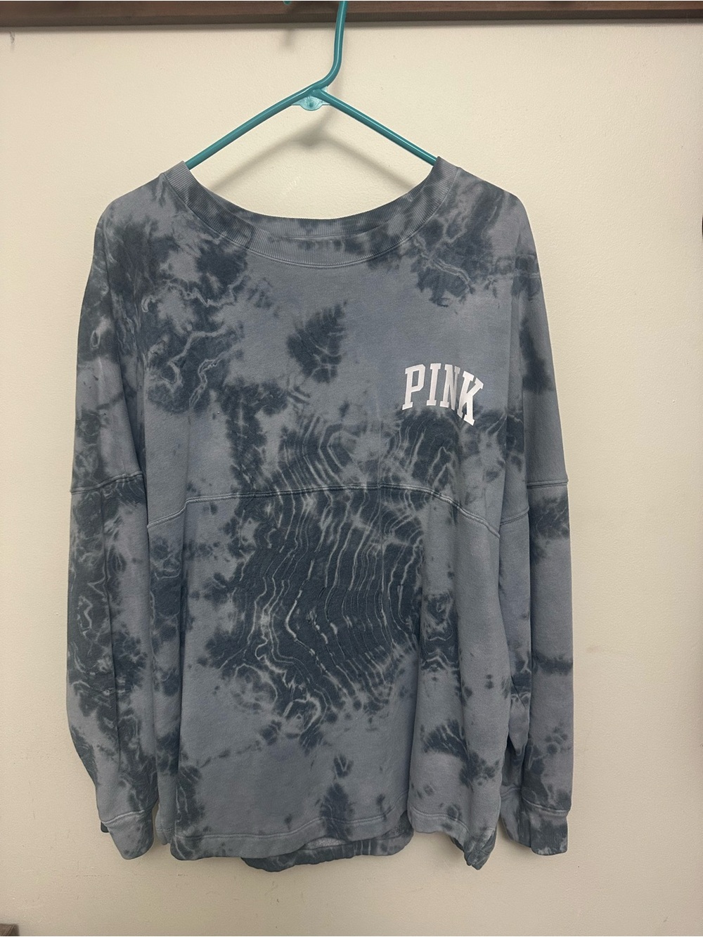 PINK Victoria's Secret Gray Tie-Dye Crewneck Sweater